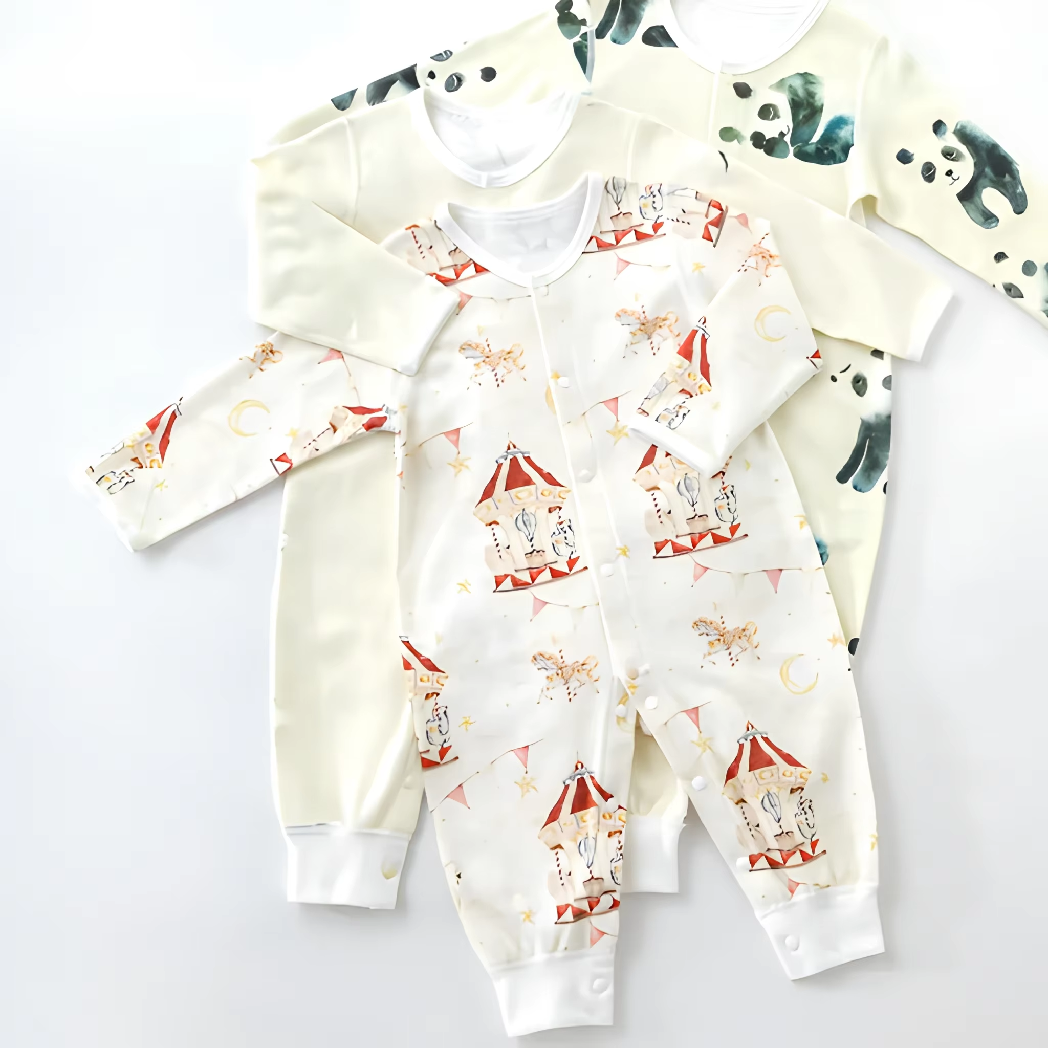 Artistic Animal Series, 5-pack, Baby Organic Cotton Long-Sleeve Romper.