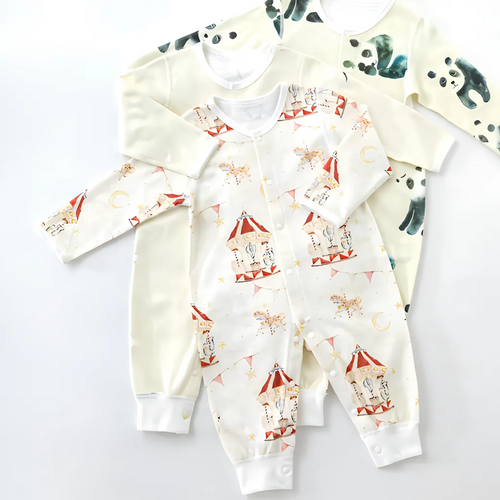 Artistic Animal Series, 5-pack, Baby Organic Cotton Long-Sleeve Romper.