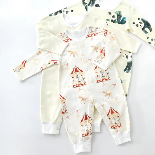 Artistic Animal Series, 5-pack, Baby Organic Cotton Long-Sleeve Romper.