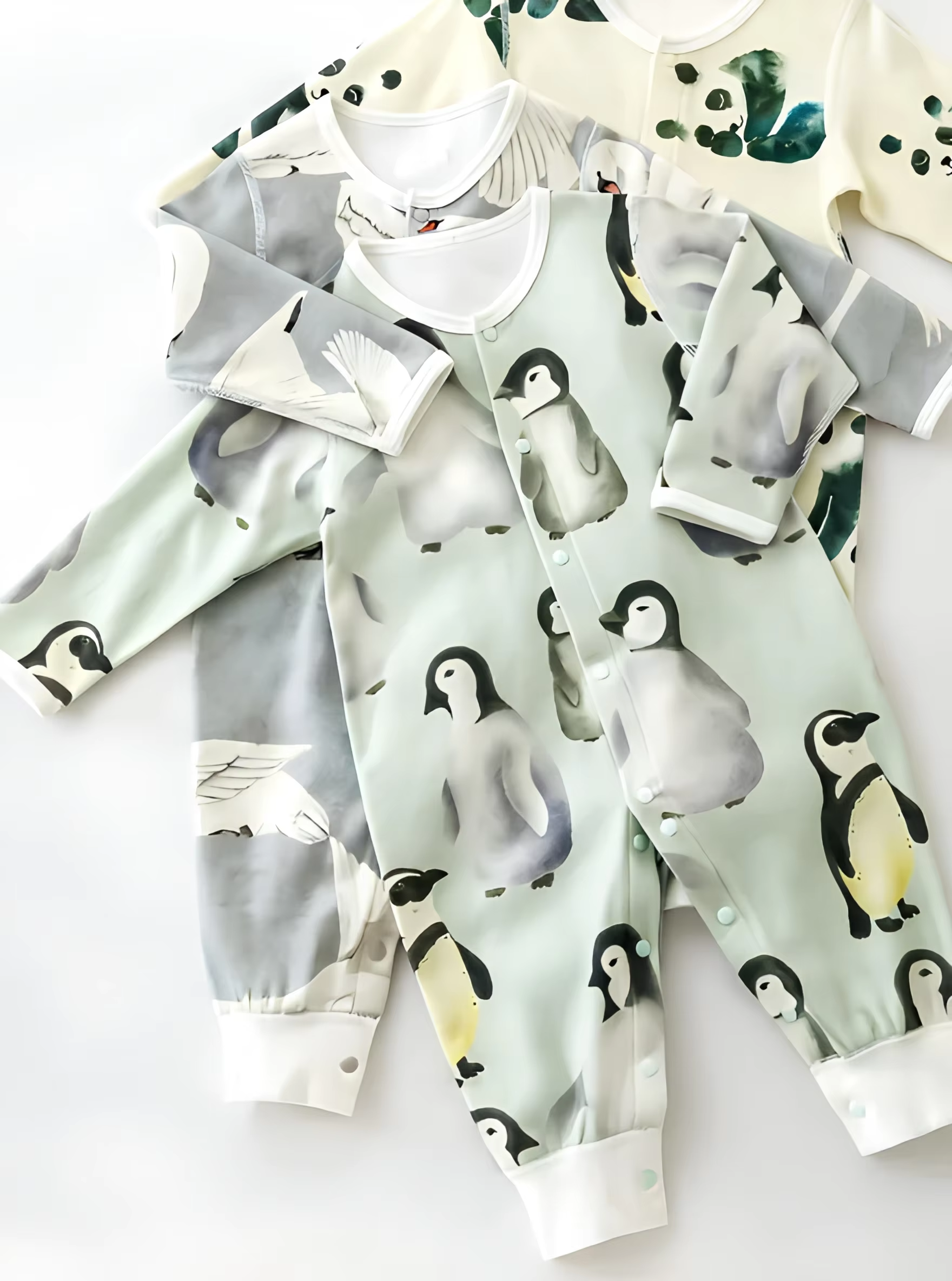 Artistic Animal Series, 5-pack, Baby Organic Cotton Long-Sleeve Romper.