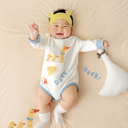"Swimming Ducklings" Premium Soothing Elastic Cotton Baby Bodysuit