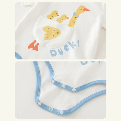 "Swimming Ducklings" Premium Soothing Elastic Cotton Baby Bodysuit