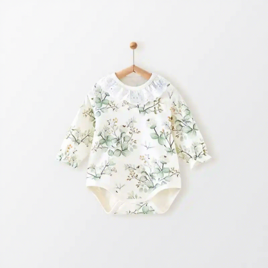 Alice's Secret Garden Vintage Lace-Collar Long-Sleeve Bodysuit