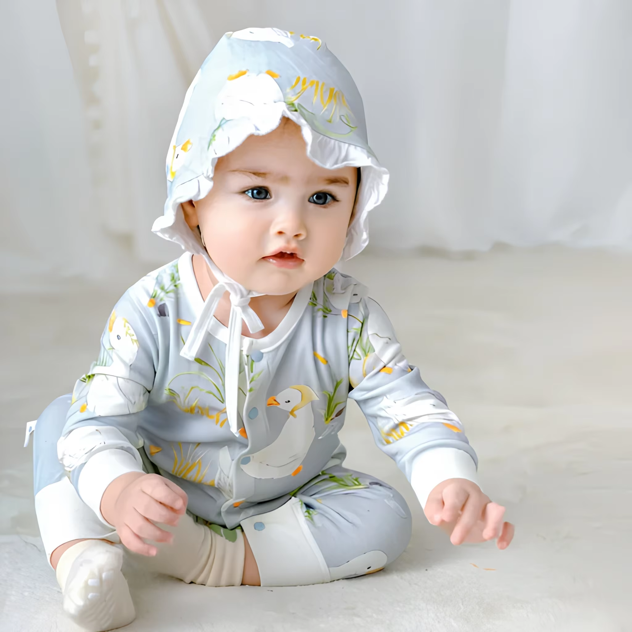 Baby "Ducky's Pond" Ultra-Soft Bunny Cotton Romper
