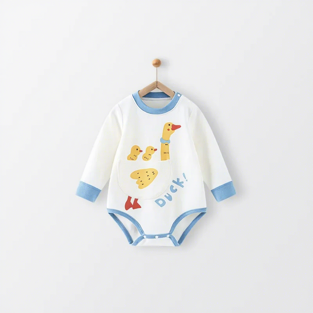 "Swimming Ducklings" Premium Soothing Elastic Cotton Baby Bodysuit