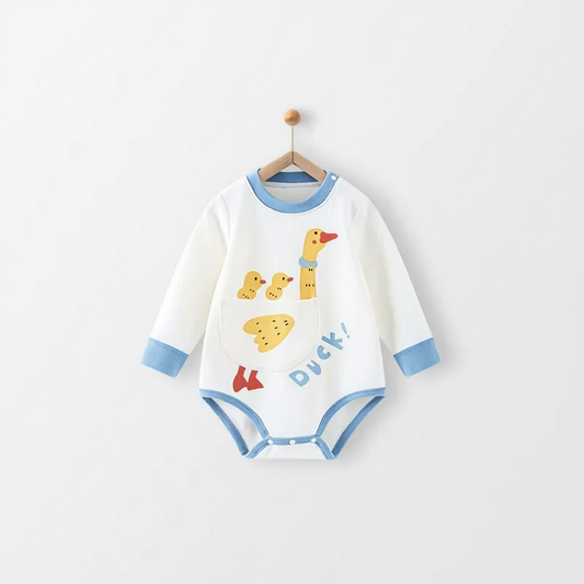 "Swimming Ducklings" Premium Soothing Elastic Cotton Baby Bodysuit