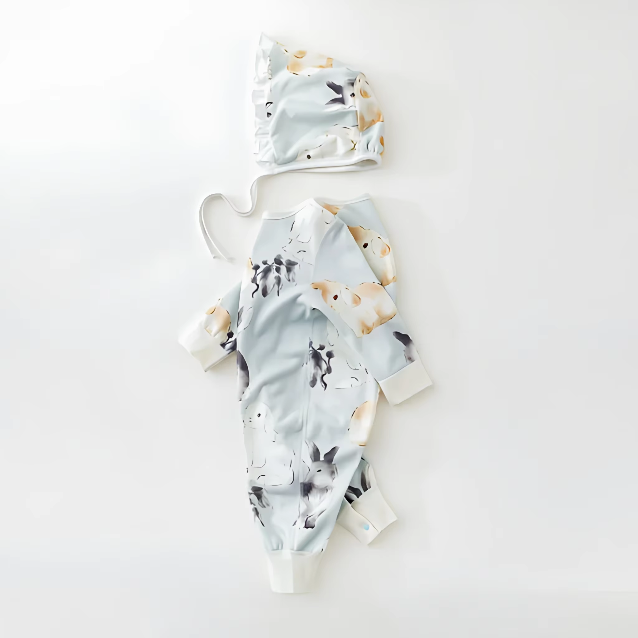 Baby "Cuddly Bunny" Cloud-Soft Bunny Cotton Romper - Optional Matching Bonnet Set
