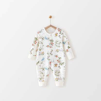 Baby Vintage Floral Manor Cloud-Soft Bunny Cotton Romper, 5-Pack.