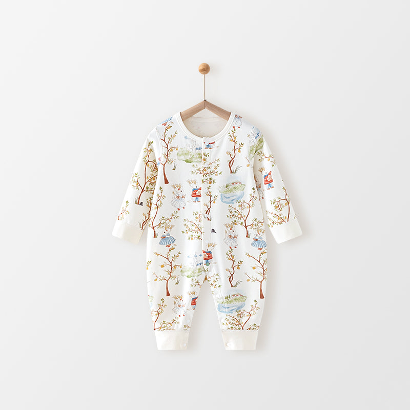 Baby Vintage Floral Manor Cloud-Soft Bunny Cotton Romper, 5-Pack.