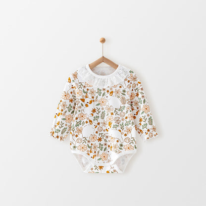 Nordic Garden : Vintage Floral Bunny Bodysuit with Exquisite Lace Detailing