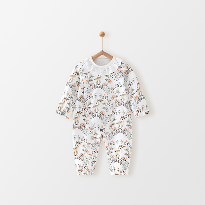 Rose & Fawn Vintage Lace-Collar Long-Sleeve Romper