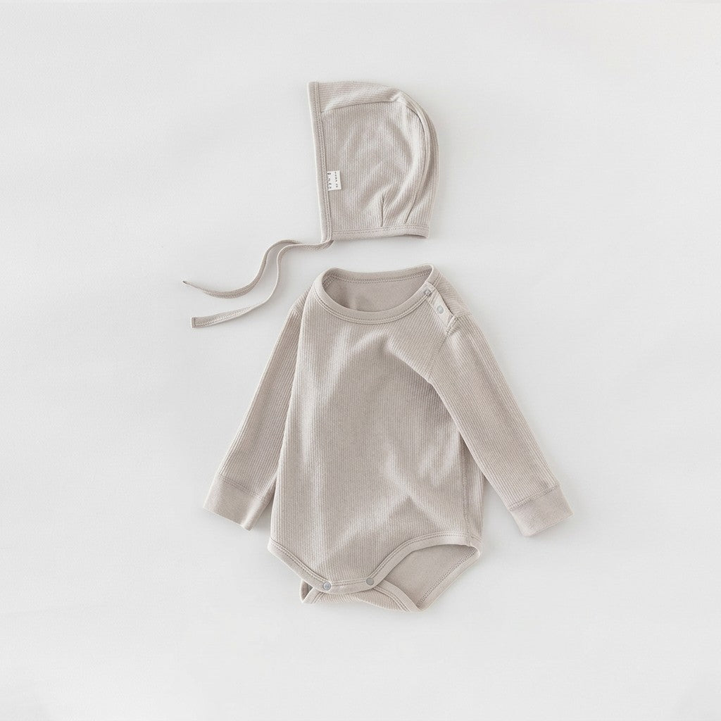 Infant Striped Long Sleeve Romper | 100% Pure Cotton Seamless Bodysuit for Baby - Optional Matching Bonnet Set